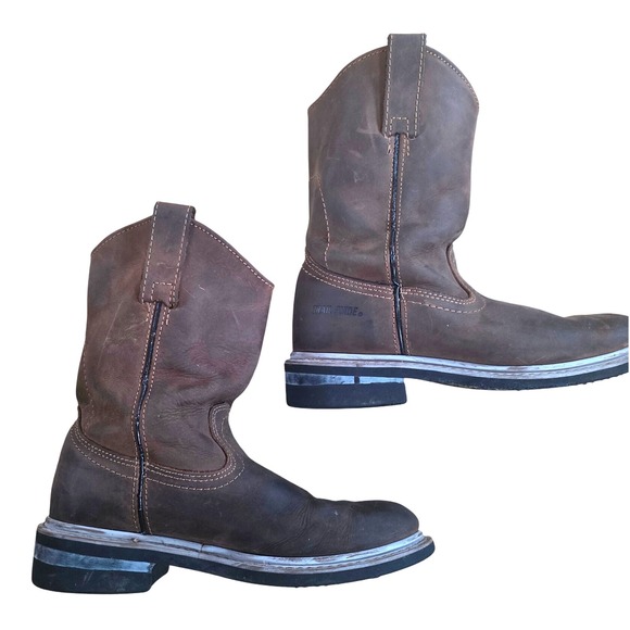 Mens Trail Guide Wellington Dark Brown Leather Pull On Work Boots Size 7 M - Picture 6 of 8
